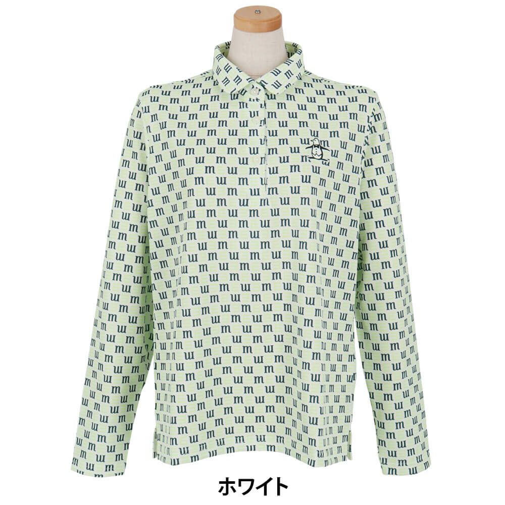 マンシングウェア Munsingwear　レディース ロゴプリント 長袖 ポロシャツ MG5SLS24L　2025年モデル ホワイト