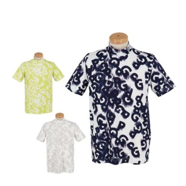 パーリーゲイツ PEARLY GATES　メンズ PGロゴデニム柄 Peストレッチ 半袖 ハイネックシャツ 053-5167403　2025年モデル