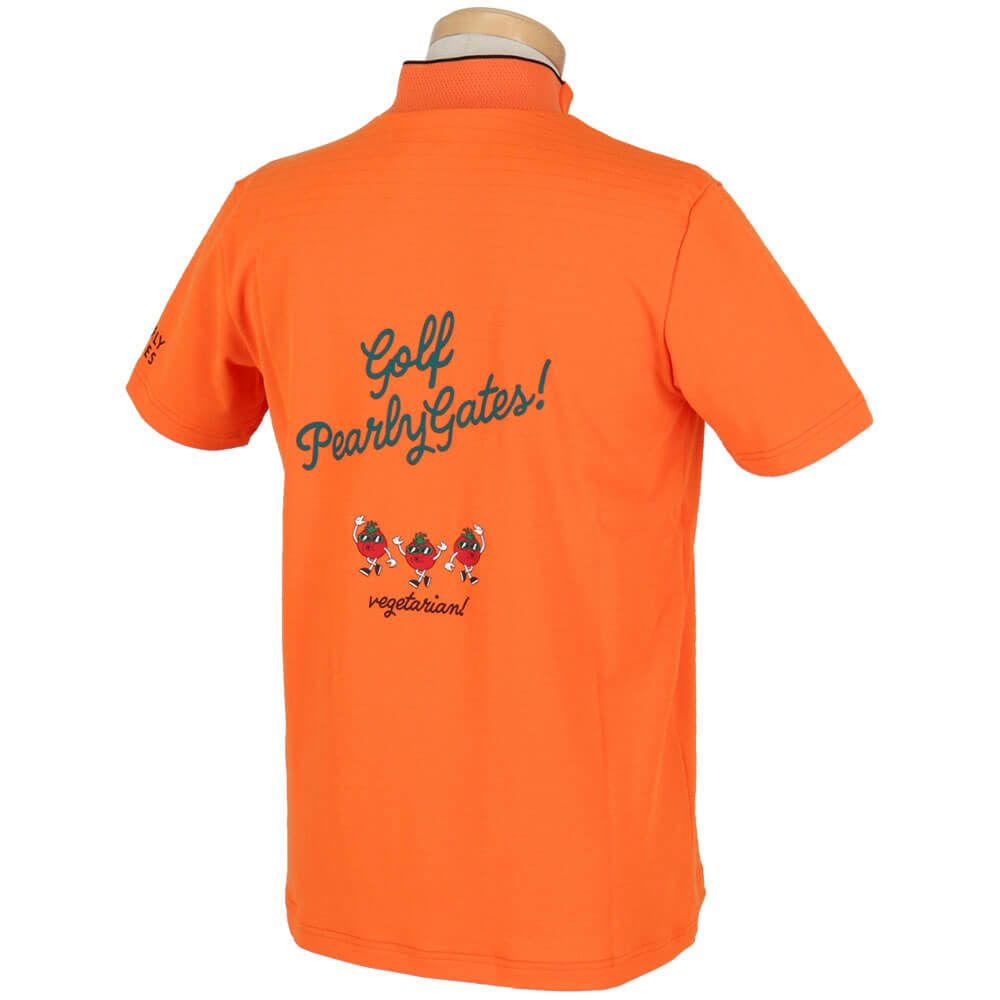 パーリーゲイツ PEARLY GATES　メンズ 地柄 鹿の子 ボーダー 半袖 モックネックシャツ 053-5167501　2025年モデル 詳細9