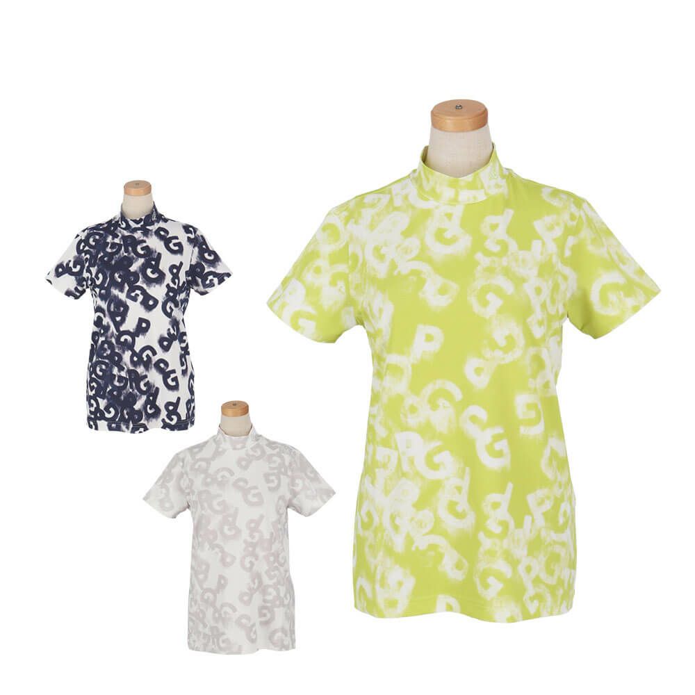 パーリーゲイツ PEARLY GATES　レディース PGロゴデニム柄 Peストレッチ 半袖 ハイネックシャツ 055-5167404　2025年モデル