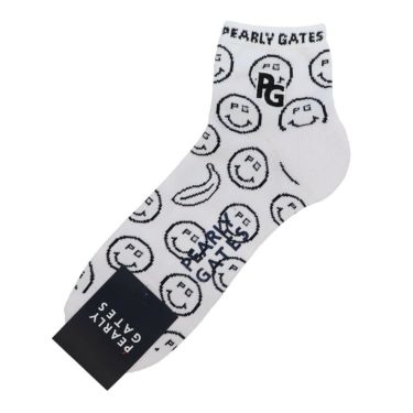 [2025年モデル] パーリーゲイツ メンズ バナナPG SMILE柄 ショートソックス 053-5186401 031 ホワイト ホワイト