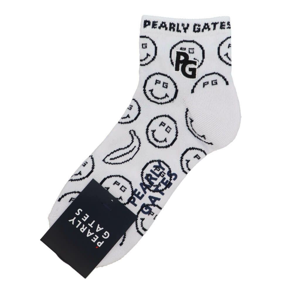 [2025年モデル] パーリーゲイツ レディース バナナPG SMILE柄 ショートソックス 053-5186402 031 ホワイト ホワイト