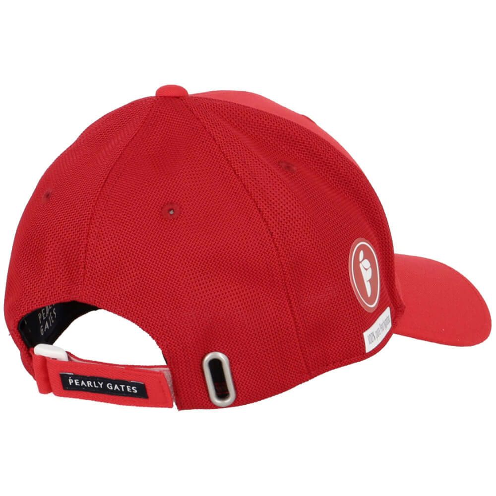 パーリーゲイツ PEARLY GATES　Bioネーム リサイクルツイル キャップ 053-5187501 100 レッド　2025年モデル レッド 詳細2