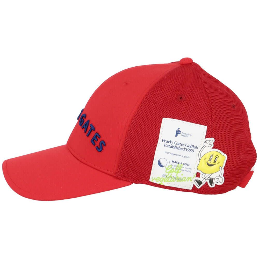 パーリーゲイツ PEARLY GATES　Bioネーム リサイクルツイル キャップ 053-5187501 100 レッド　2025年モデル レッド 詳細3