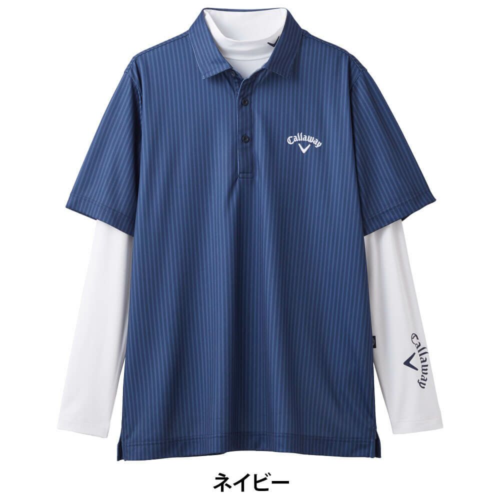 キャロウェイ Callaway　メンズ ストライププリント 鹿の子 半袖 ポロシャツ ＆ 長袖 インナーシャツ C25134126　2025年モデル 詳細2