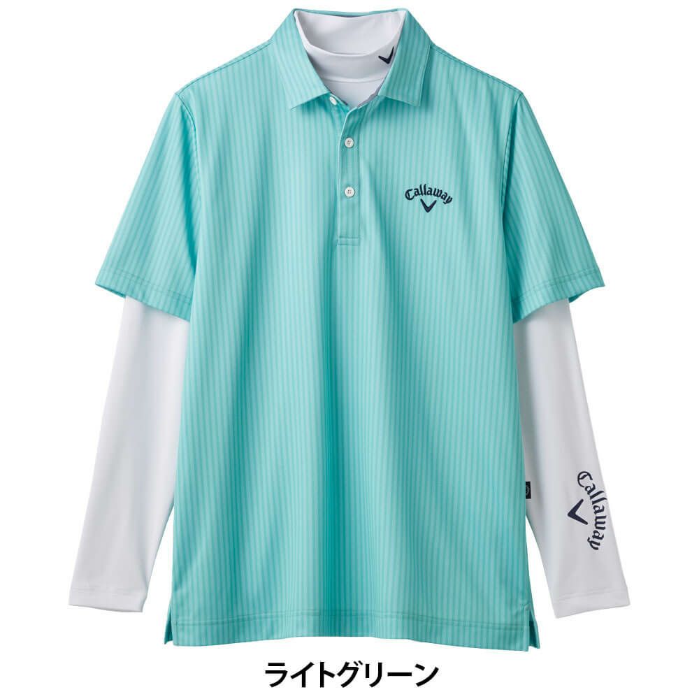 キャロウェイ Callaway　メンズ ストライププリント 鹿の子 半袖 ポロシャツ ＆ 長袖 インナーシャツ C25134126　2025年モデル 詳細5