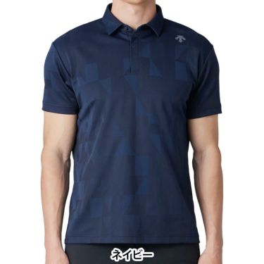デサントゴルフ DESCENTE GOLF　メンズ オリガミ ジャカード 半袖 ポロシャツ DG5SHS20M　2025年モデル ネイビー