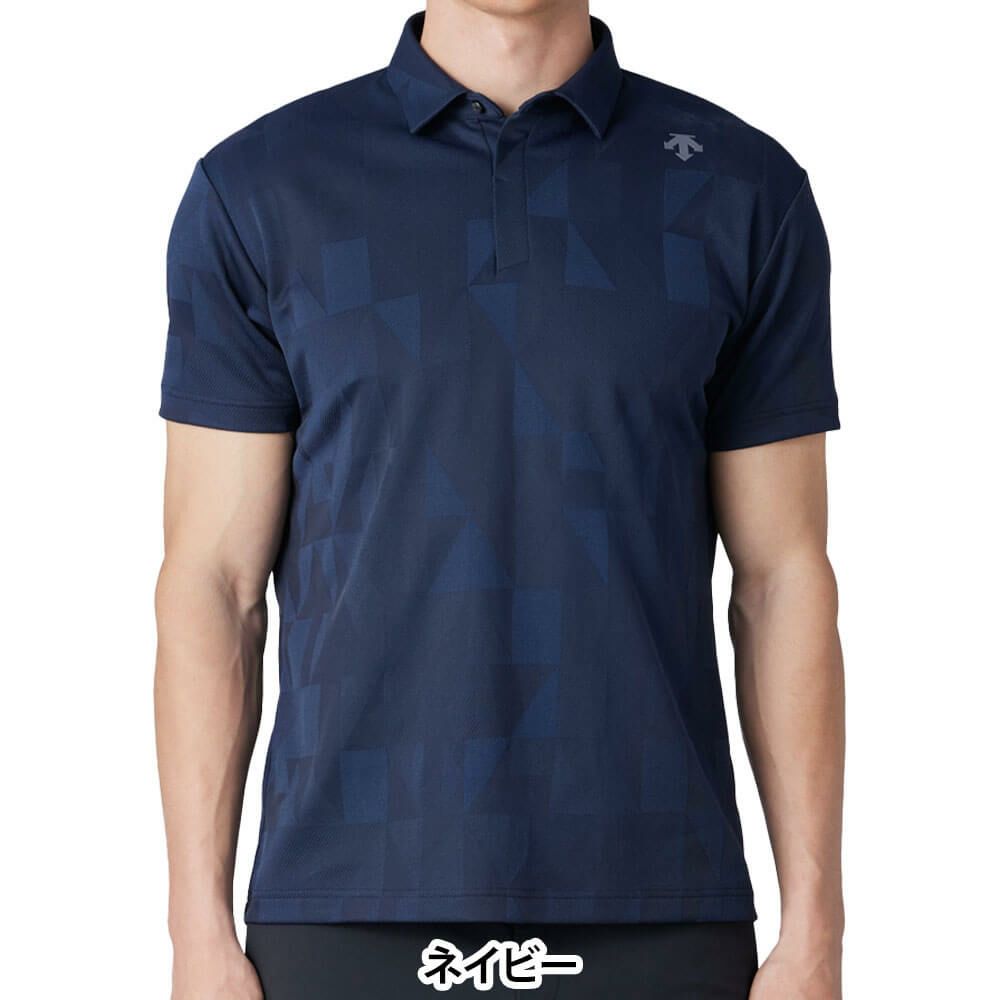 デサントゴルフ DESCENTE GOLF　メンズ オリガミ ジャカード 半袖 ポロシャツ DG5SHS20M　2025年モデル ネイビー
