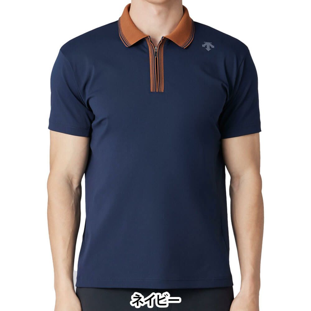 デサントゴルフ DESCENTE GOLF　メンズ ハーフジップ 半袖 ポロシャツ DG5SHS21M　2025年モデル ネイビー