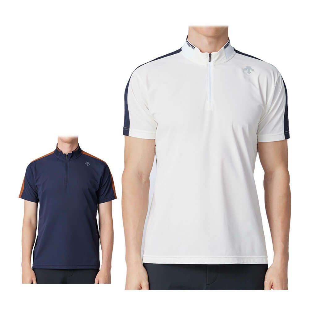 デサントゴルフ DESCENTE GOLF　メンズ スタンドカラー ハーフジップ 半袖 ハイネックシャツ DG5SHS22M　2025年モデル