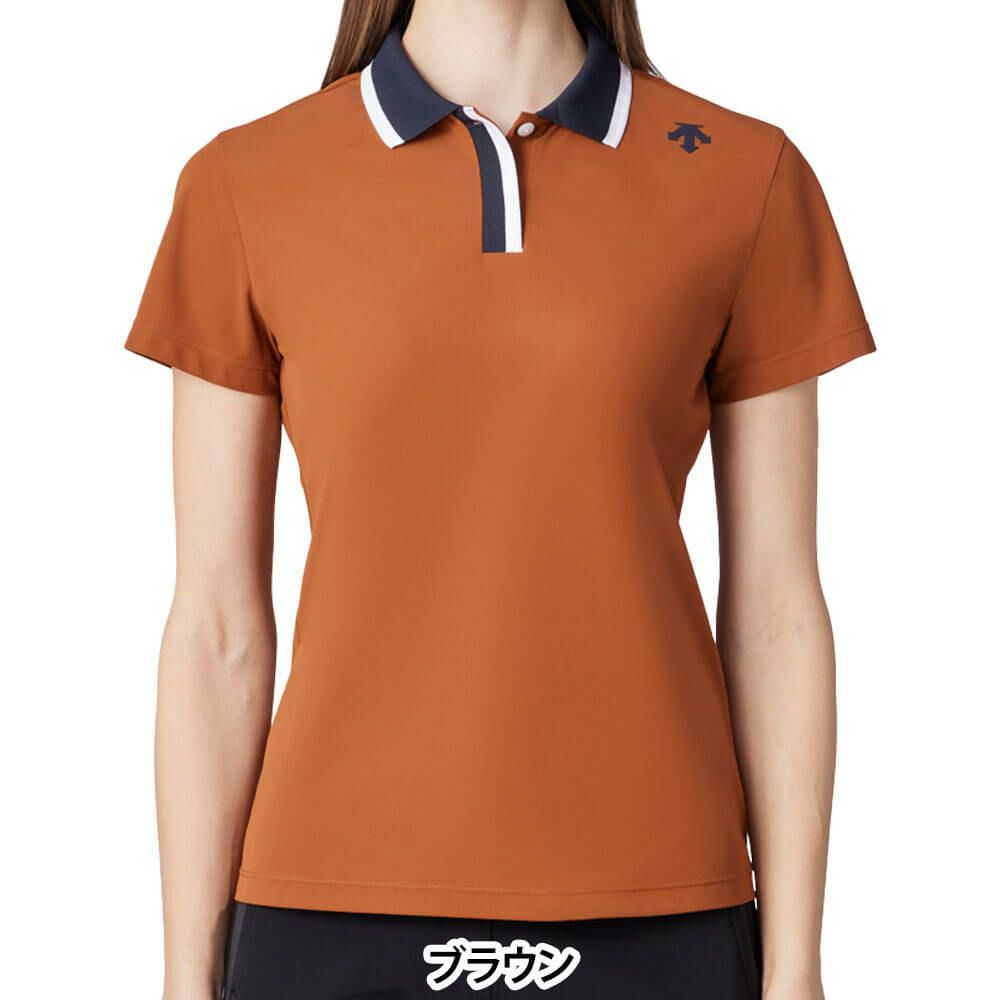 デサントゴルフ DESCENTE GOLF　レディース 鹿の子 半袖 ポロシャツ DG5SHS13L　2025年モデル ブラウン