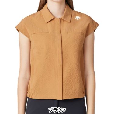 デサントゴルフ DESCENTE GOLF　レディース ドビー織 フレンチスリーブ ポロシャツ DG5STZ01L　2025年モデル ブラウン