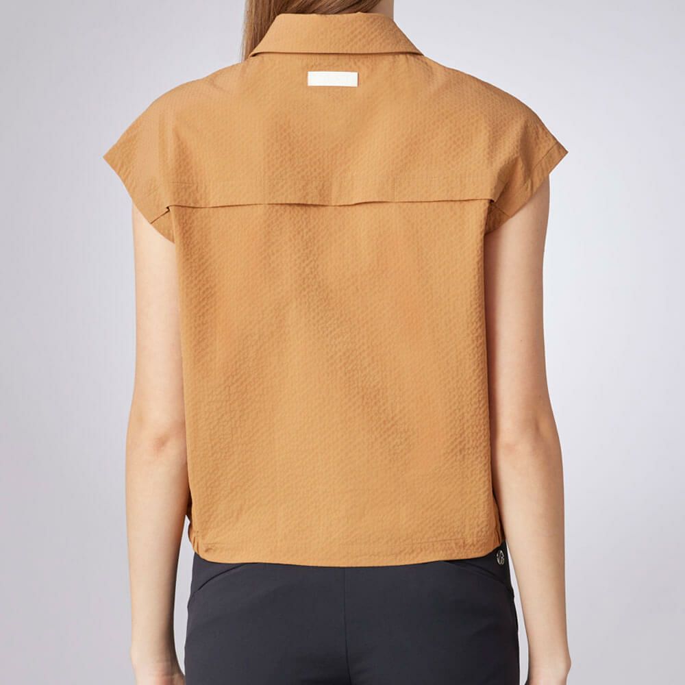 デサントゴルフ DESCENTE GOLF　レディース ドビー織 フレンチスリーブ ポロシャツ DG5STZ01L　2025年モデル 詳細2