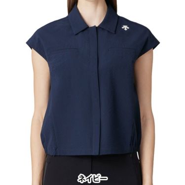 デサントゴルフ DESCENTE GOLF　レディース ドビー織 フレンチスリーブ ポロシャツ DG5STZ01L　2025年モデル ネイビー