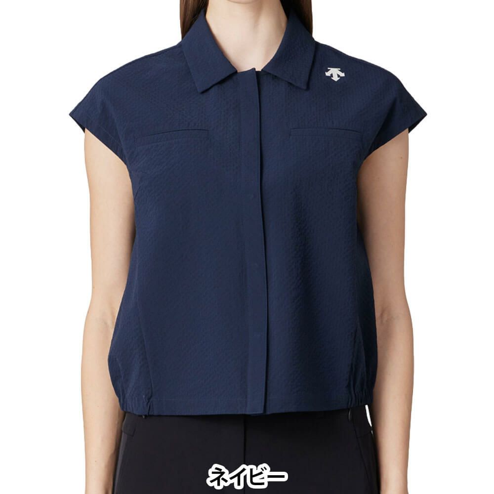 デサントゴルフ DESCENTE GOLF　レディース ドビー織 フレンチスリーブ ポロシャツ DG5STZ01L　2025年モデル ネイビー