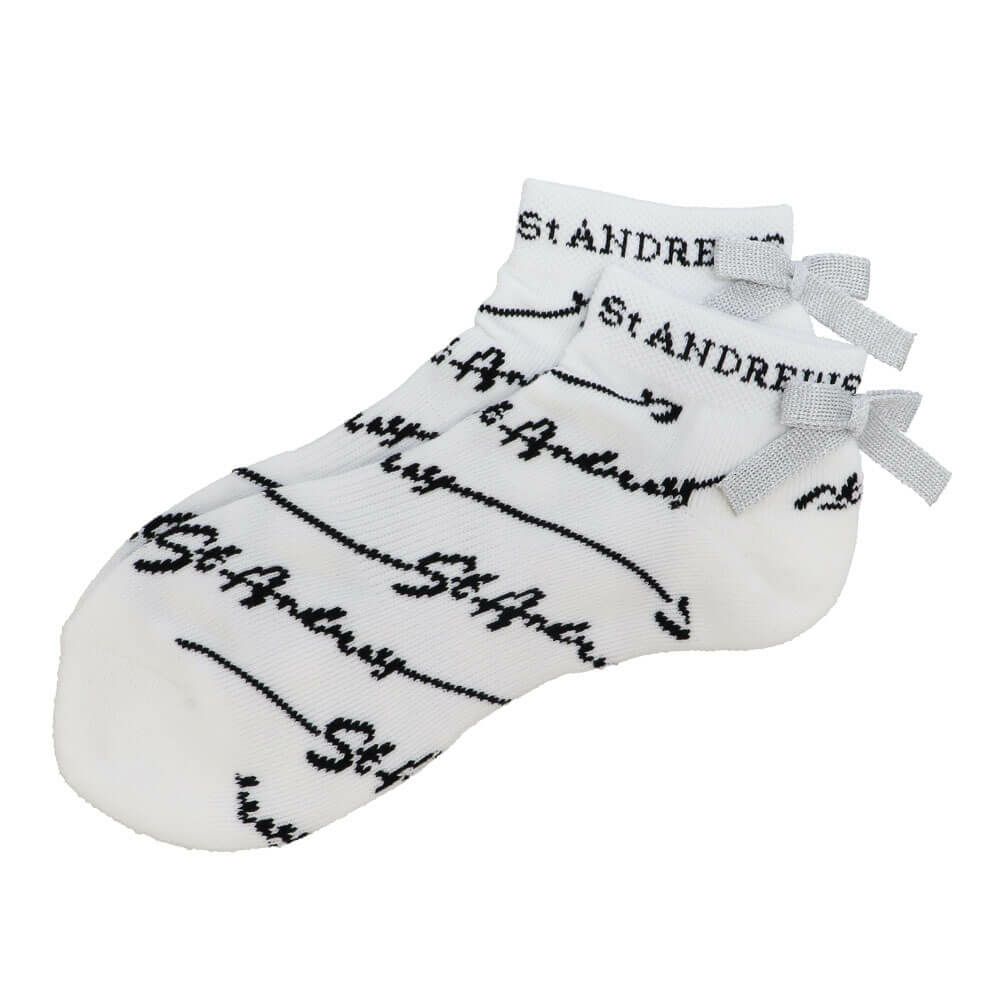 セントアンドリュース St ANDREWS　レディース シグネチャー柄 アンクルソックス 042-5186552 030 ホワイト ゴルフウェア