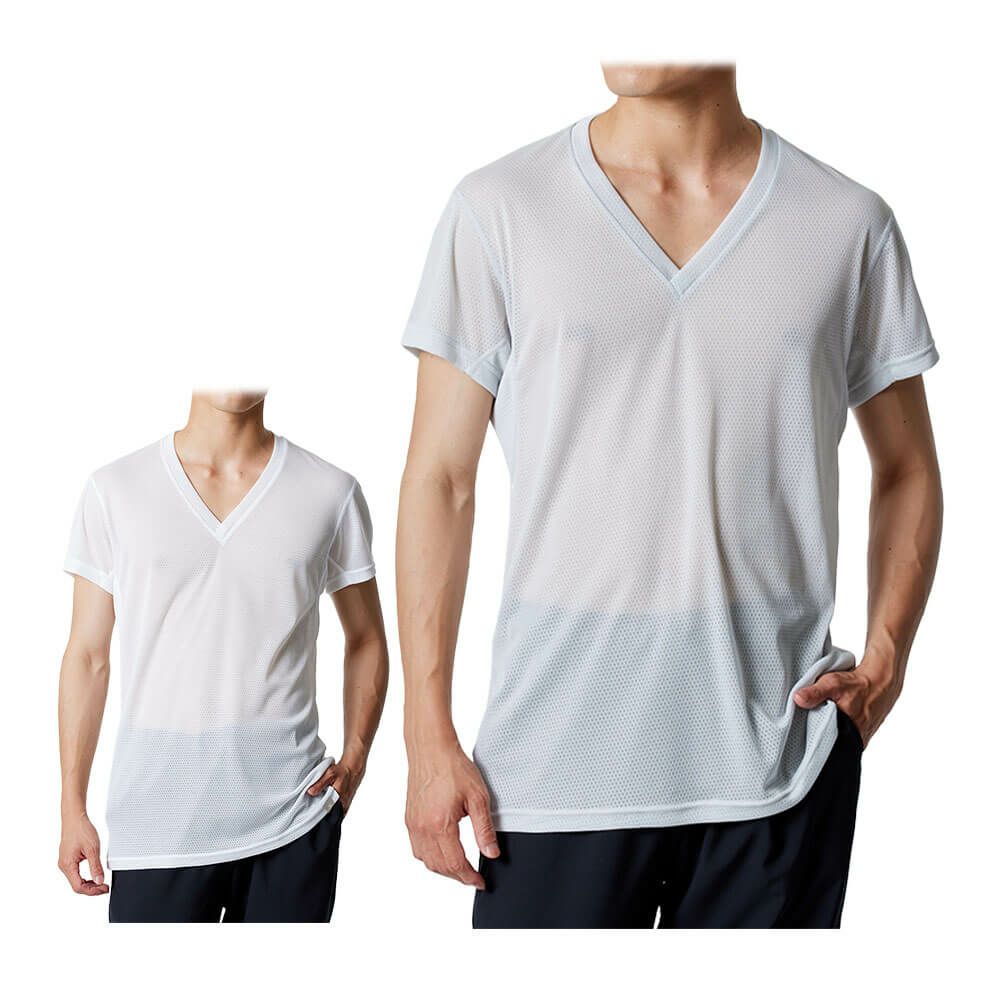 ミズノ MIZUNO　メンズ カルエアー アンダー Vネック 半袖 シャツ C2JAB112 詳細1