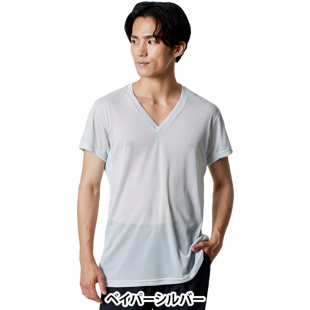 ミズノ MIZUNO　メンズ カルエアー アンダー Vネック 半袖 シャツ C2JAB112 詳細1