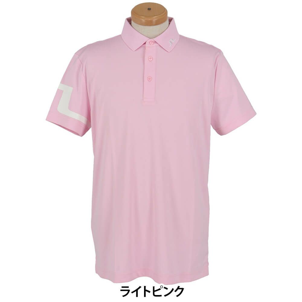 Jリンドバーグ J.LINDEBERG　メンズ ロゴデザイン 半袖 ポロシャツ 071-23245　2025年モデル ライトピンク