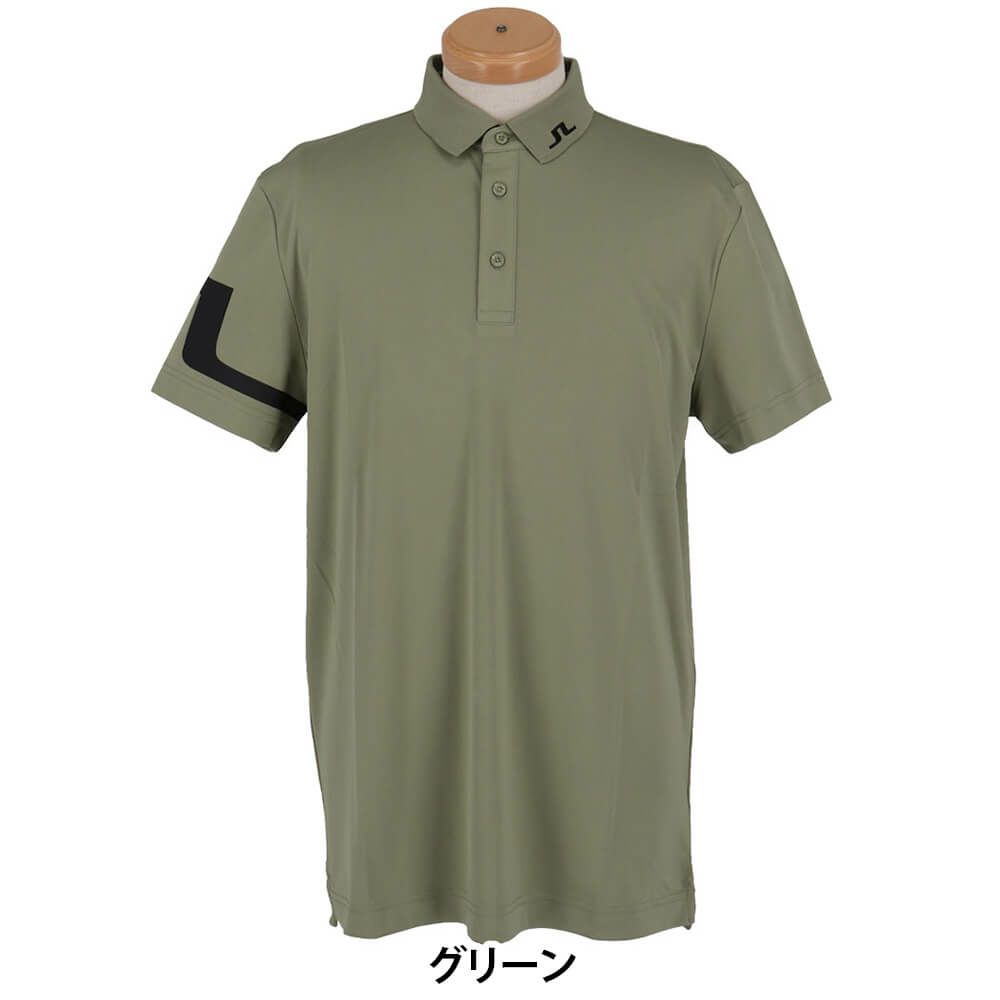 Jリンドバーグ J.LINDEBERG　メンズ ロゴデザイン 半袖 ポロシャツ 071-23245　2025年モデル グリーン