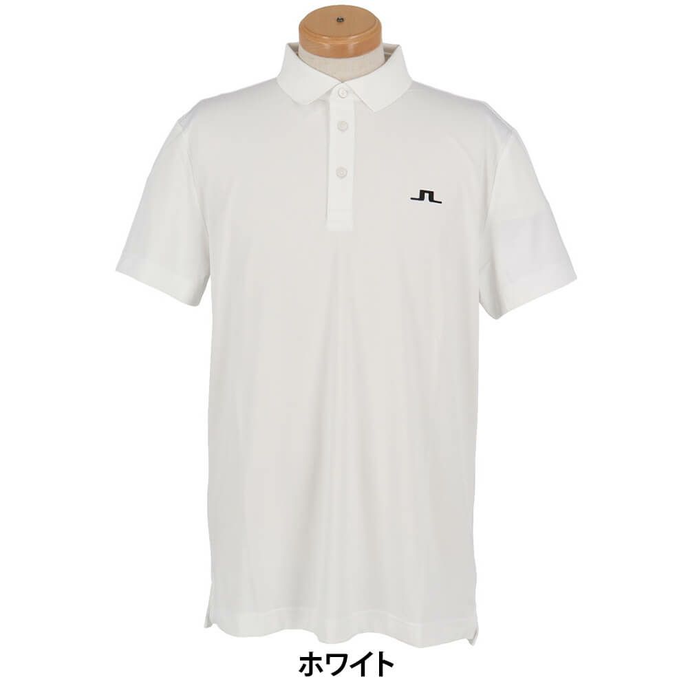 Jリンドバーグ J.LINDEBERG　メンズ ロゴデザイン ストレッチ 半袖 ポロシャツ 071-23343　2025年モデル ホワイト