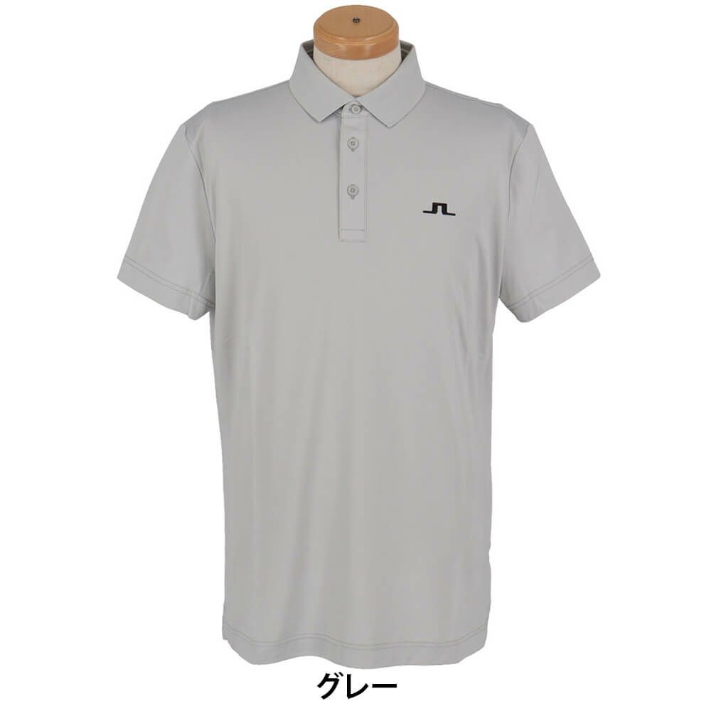 Jリンドバーグ J.LINDEBERG　メンズ ロゴデザイン ストレッチ 半袖 ポロシャツ 071-23343　2025年モデル グレー