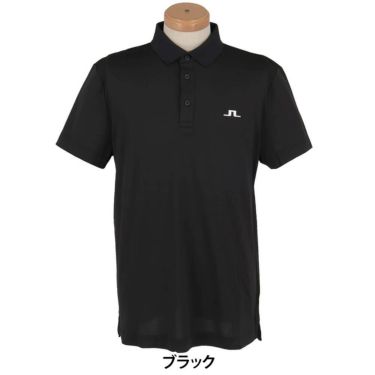 Jリンドバーグ J.LINDEBERG　メンズ ロゴデザイン ストレッチ 半袖 ポロシャツ 071-23343　2025年モデル ブラック