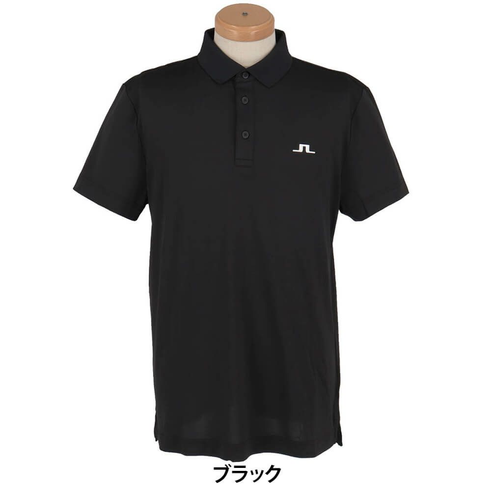 Jリンドバーグ J.LINDEBERG　メンズ ロゴデザイン ストレッチ 半袖 ポロシャツ 071-23343　2025年モデル ブラック