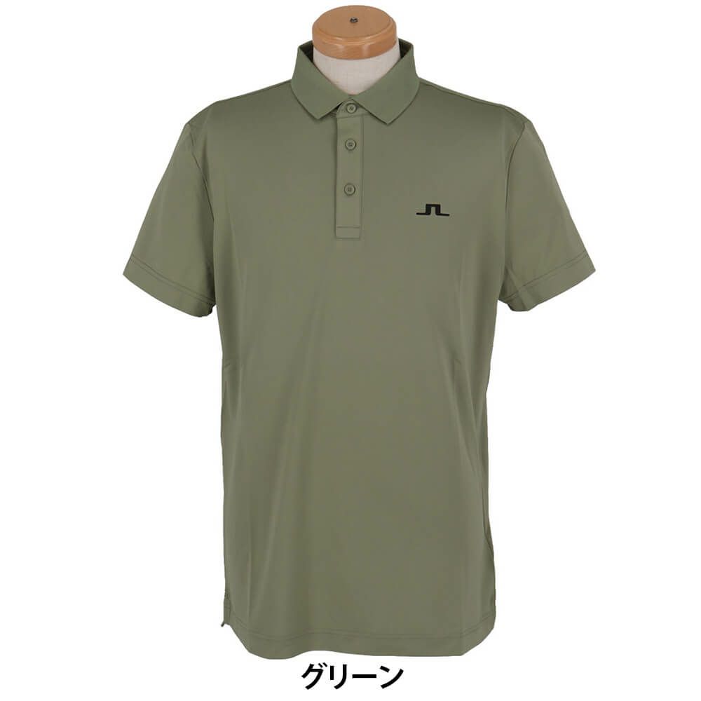 Jリンドバーグ J.LINDEBERG　メンズ ロゴデザイン ストレッチ 半袖 ポロシャツ 071-23343　2025年モデル グリーン