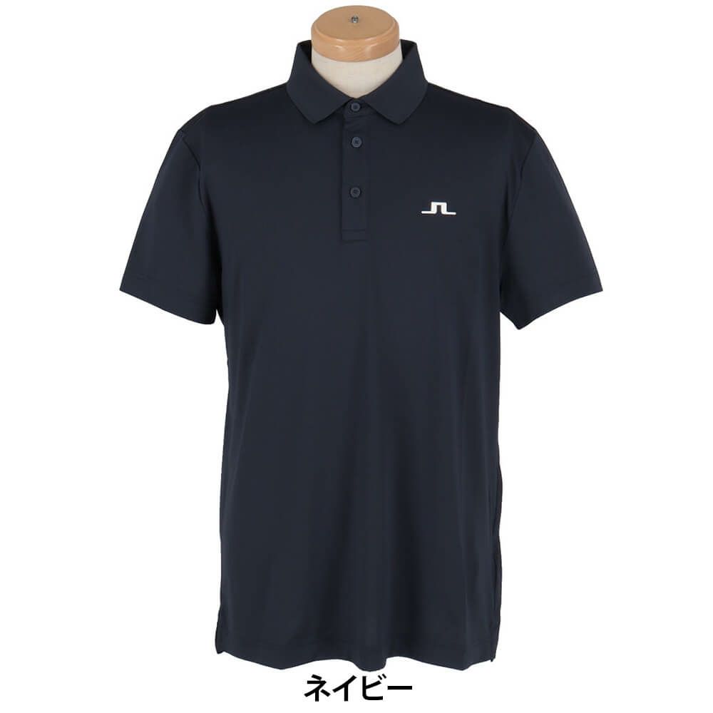 Jリンドバーグ J.LINDEBERG　メンズ ロゴデザイン ストレッチ 半袖 ポロシャツ 071-23343　2025年モデル ネイビー