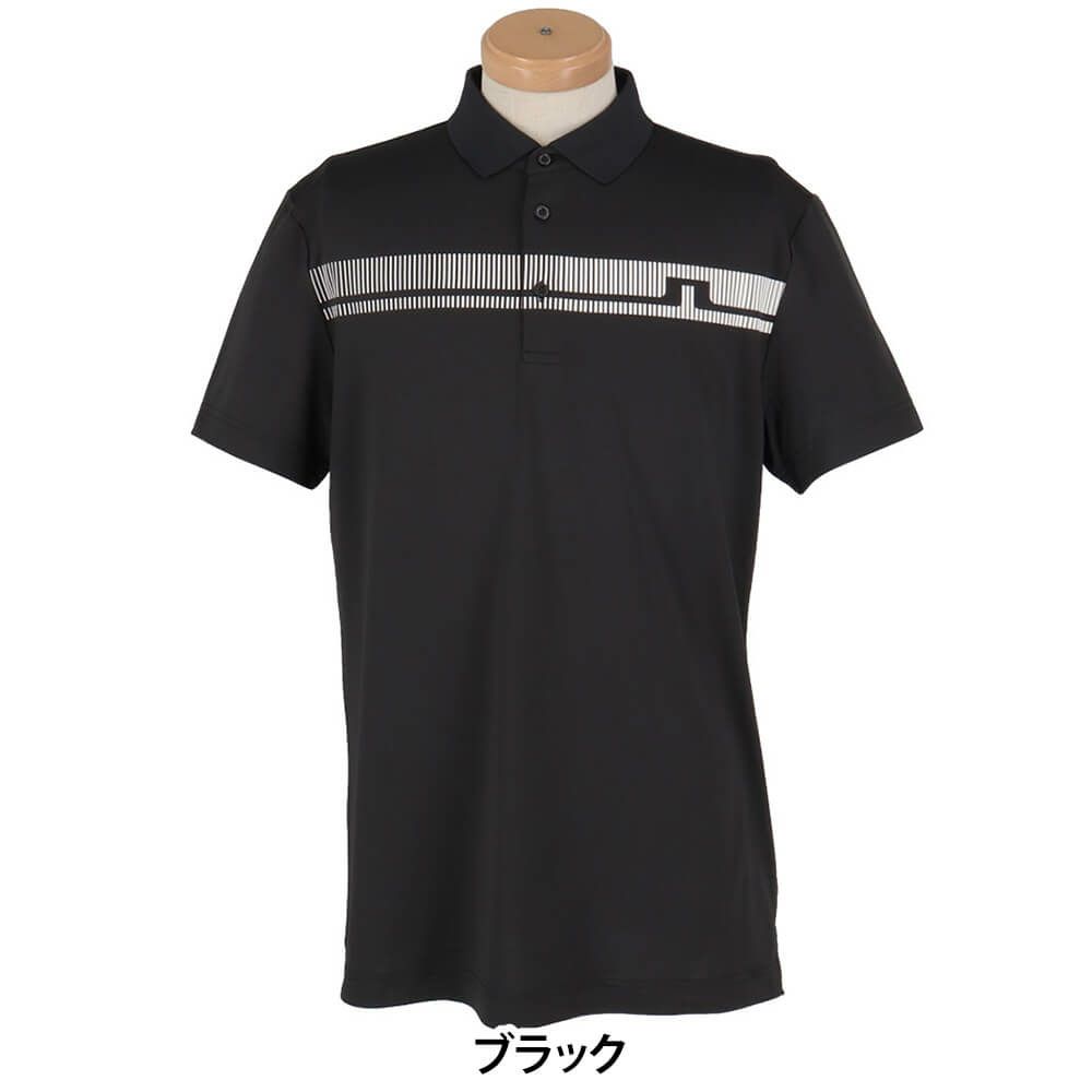 Jリンドバーグ J.LINDEBERG　メンズ ロゴプリント 半袖 ポロシャツ 071-23344　2025年モデル ブラック