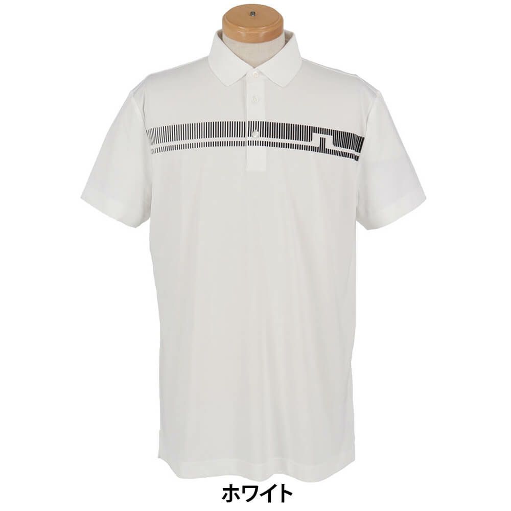 Jリンドバーグ J.LINDEBERG　メンズ ロゴプリント 半袖 ポロシャツ 071-23344　2025年モデル ホワイト
