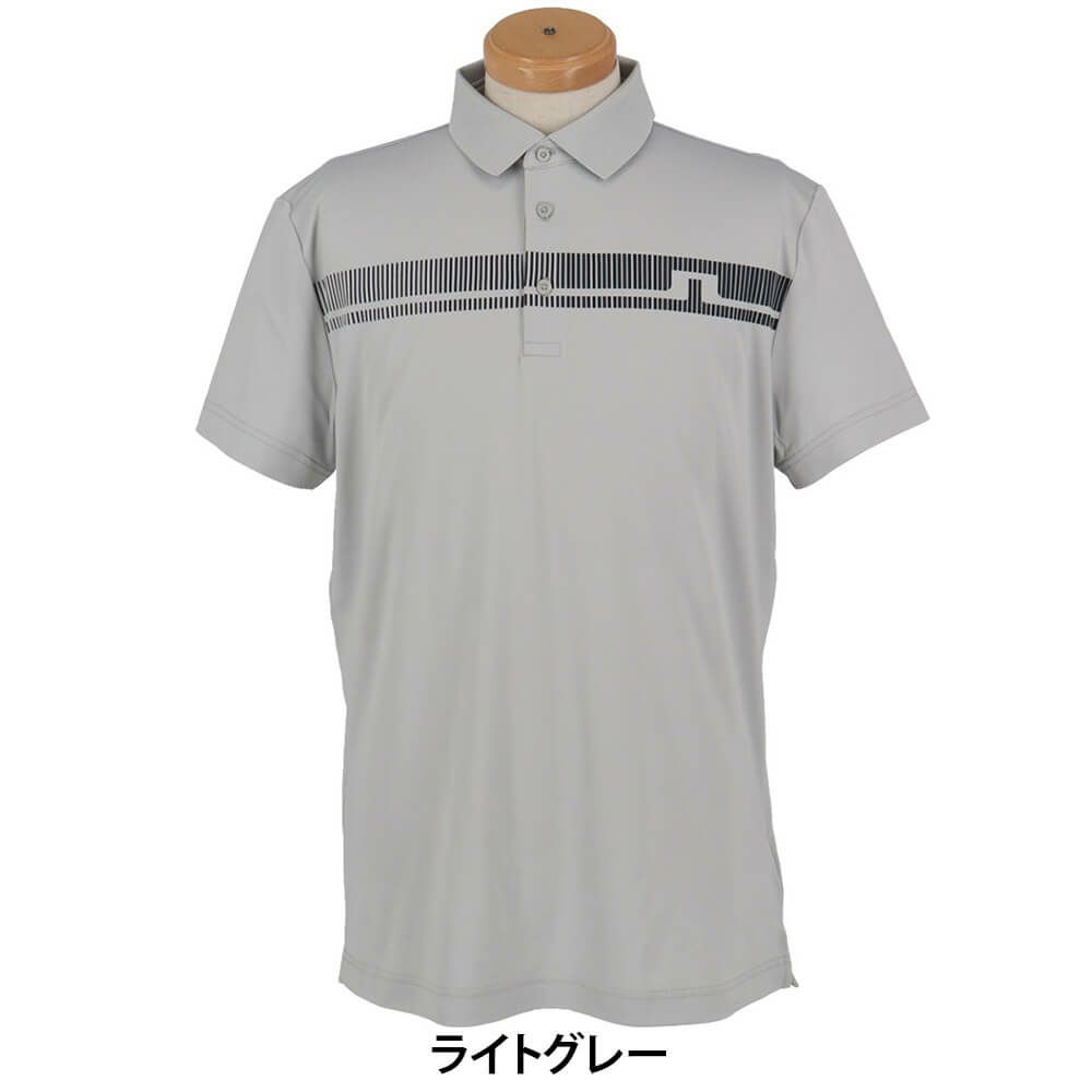 Jリンドバーグ J.LINDEBERG　メンズ ロゴプリント 半袖 ポロシャツ 071-23344　2025年モデル ライトグレー