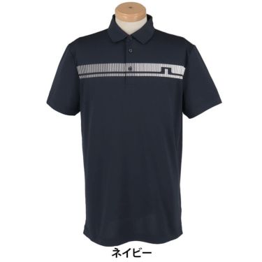 Jリンドバーグ J.LINDEBERG　メンズ ロゴプリント 半袖 ポロシャツ 071-23344　2025年モデル ネイビー