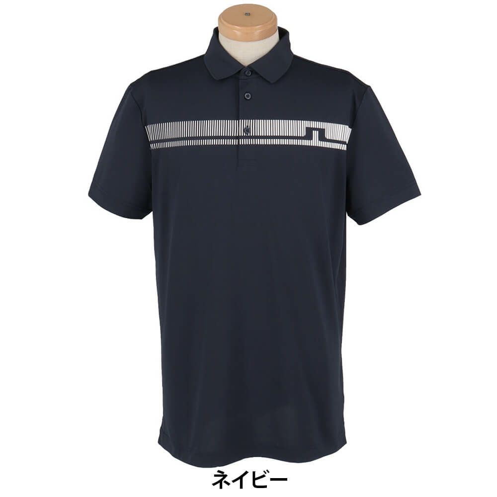 Jリンドバーグ J.LINDEBERG　メンズ ロゴプリント 半袖 ポロシャツ 071-23344　2025年モデル ネイビー