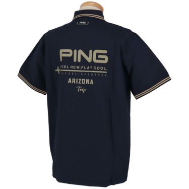 ピン PING　メンズ ラインデザイン ロゴプリント 二重織 半袖 ポロシャツ 621-5160301　2025年モデル 詳細2