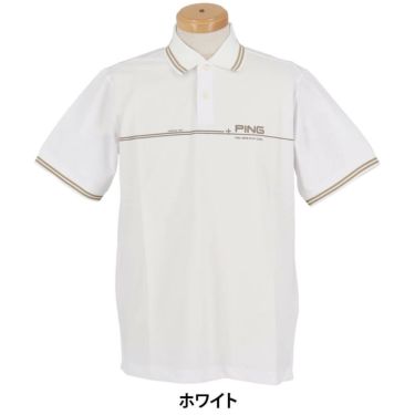 ピン PING　メンズ ラインデザイン ロゴプリント 二重織 半袖 ポロシャツ 621-5160301　2025年モデル 詳細4