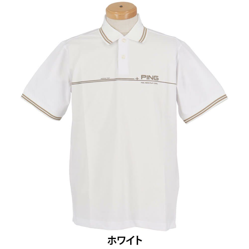 ピン PING　メンズ ラインデザイン ロゴプリント 二重織 半袖 ポロシャツ 621-5160301　2025年モデル 詳細4