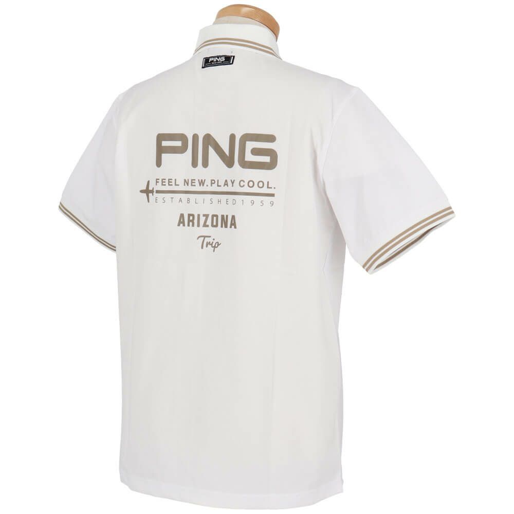 ピン PING　メンズ ラインデザイン ロゴプリント 二重織 半袖 ポロシャツ 621-5160301　2025年モデル 詳細5