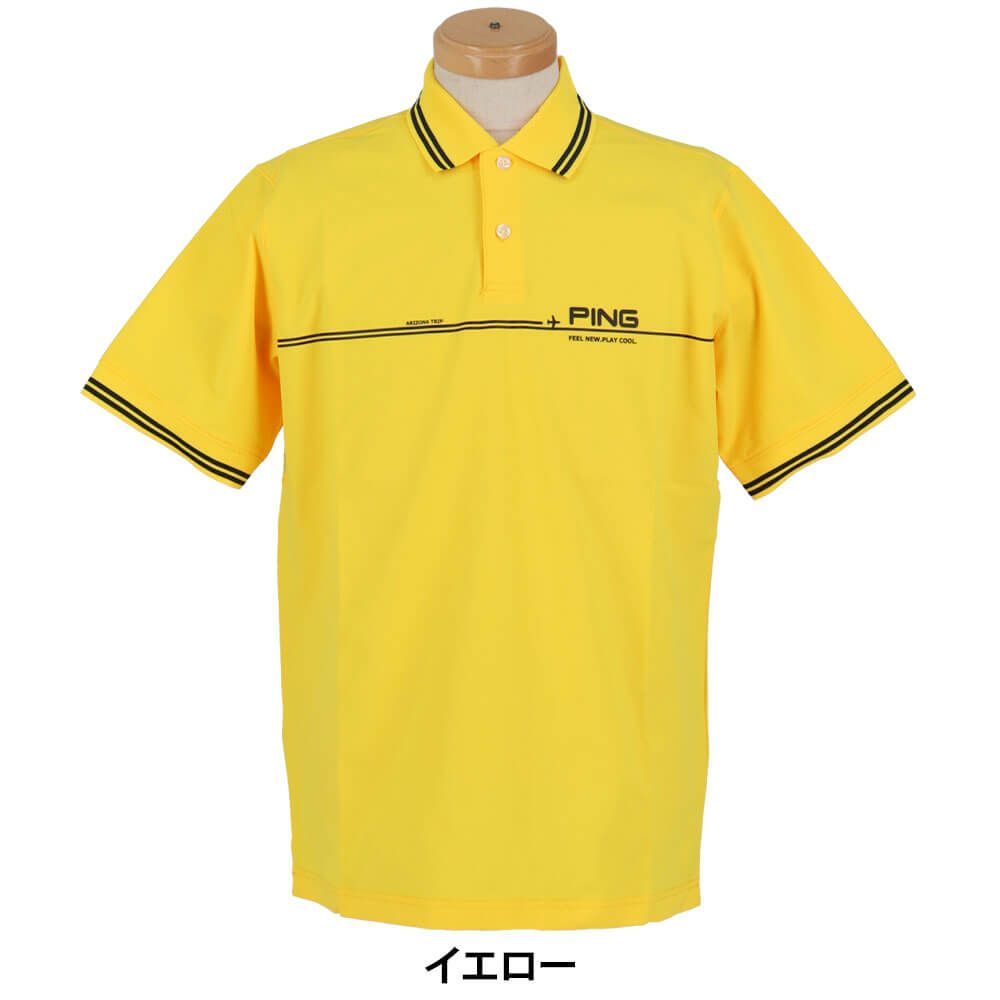 ピン PING　メンズ ラインデザイン ロゴプリント 二重織 半袖 ポロシャツ 621-5160301　2025年モデル 詳細7