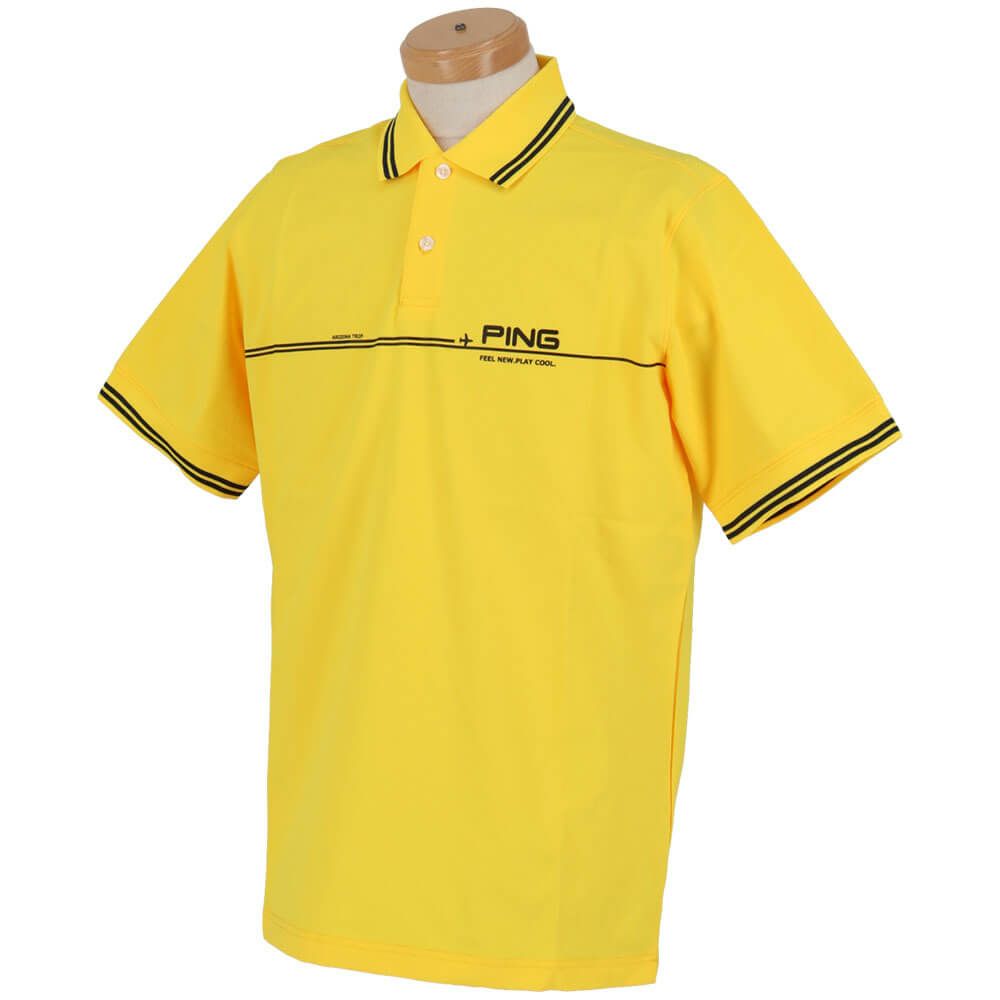 ピン PING　メンズ ラインデザイン ロゴプリント 二重織 半袖 ポロシャツ 621-5160301　2025年モデル 詳細9