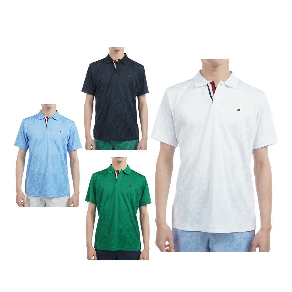 トミー ヒルフィガー ゴルフ　メンズ リーフジャガード 半袖 ポロシャツ THMA522　2025年モデル 詳細1