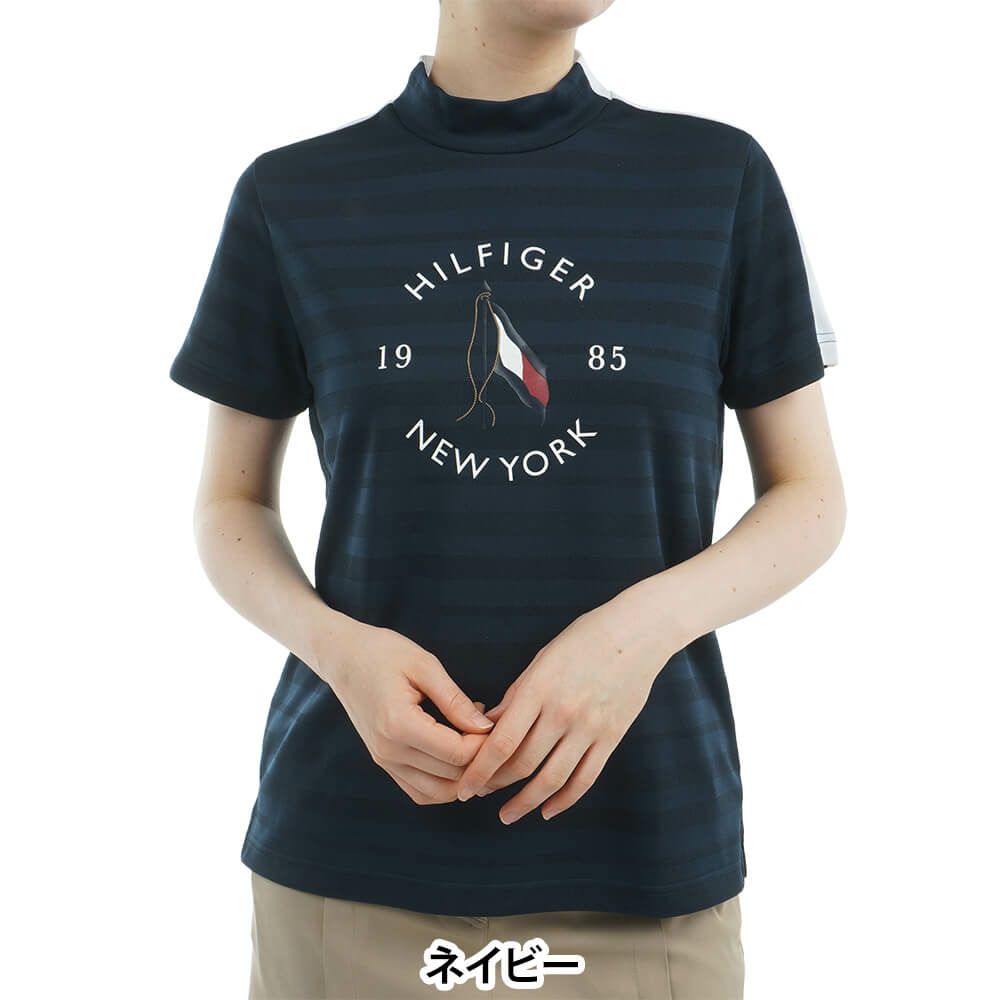 トミー ヒルフィガー ゴルフ　レディース サークルロゴ 半袖 モックネックシャツ THLA522　2025年モデル 詳細5