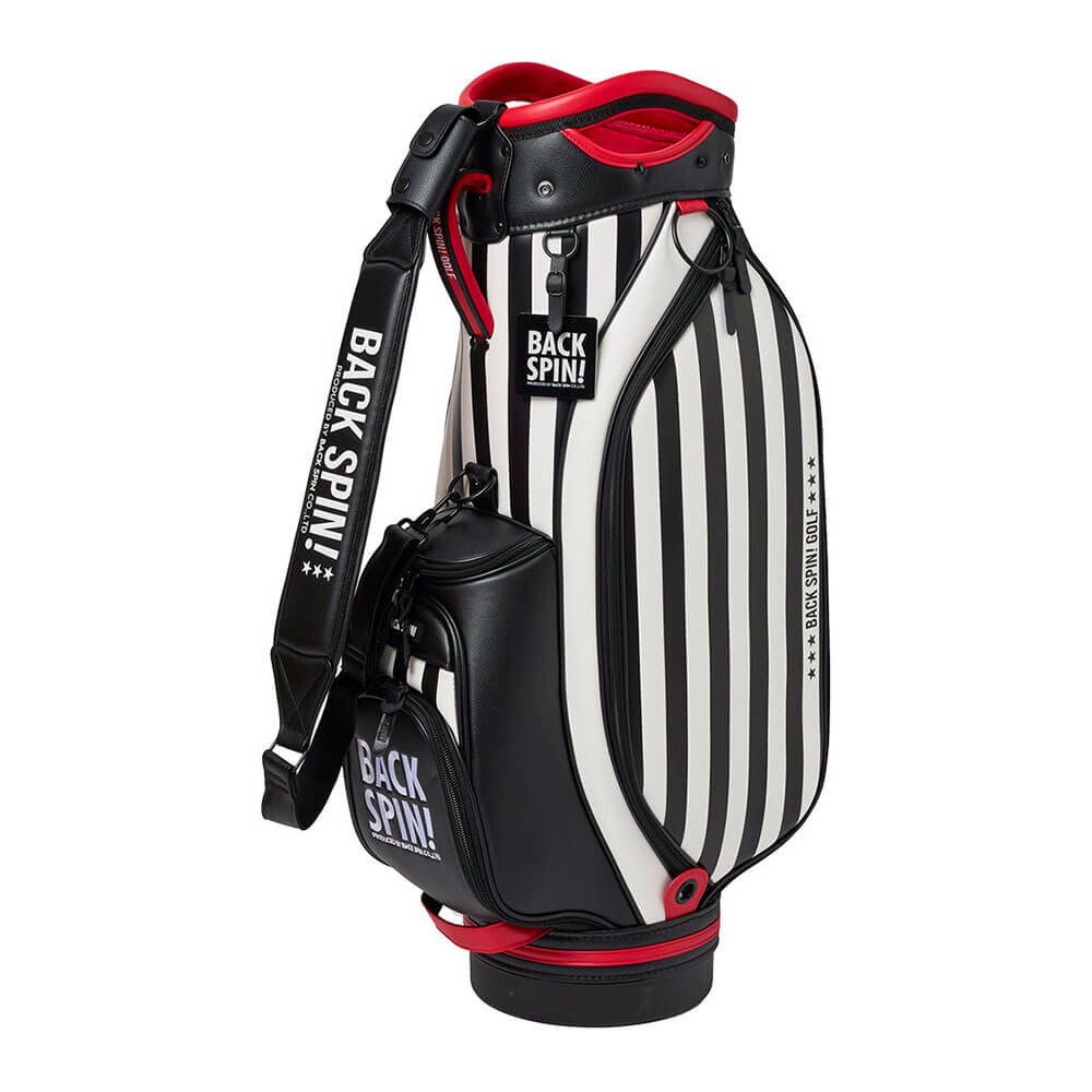バックスピンゴルフ BACK SPIN! GOLF　ストライプ キャディバッグ BSBE01C107 WHBK ホワイト/ブラック　2025年モデル
