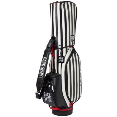 バックスピンゴルフ BACK SPIN! GOLF　ストライプ キャディバッグ BSBE01C107 WHBK ホワイト/ブラック　2025年モデル　詳細2