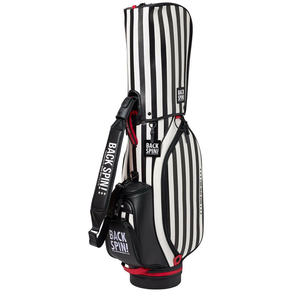 バックスピンゴルフ BACK SPIN! GOLF　ストライプ キャディバッグ BSBE01C107 WHBK ホワイト/ブラック　2025年モデル　詳細2