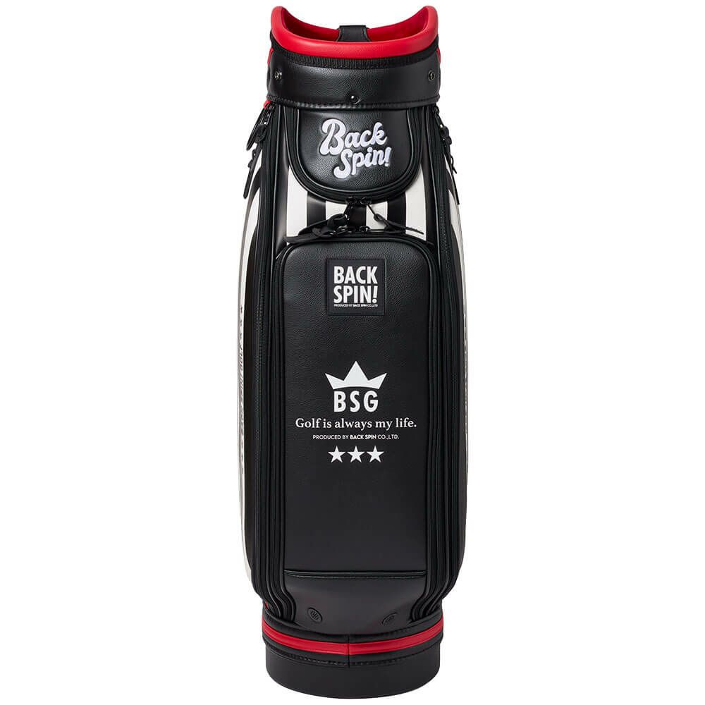 バックスピンゴルフ BACK SPIN! GOLF　ストライプ キャディバッグ BSBE01C107 WHBK ホワイト/ブラック　2025年モデル　詳細5