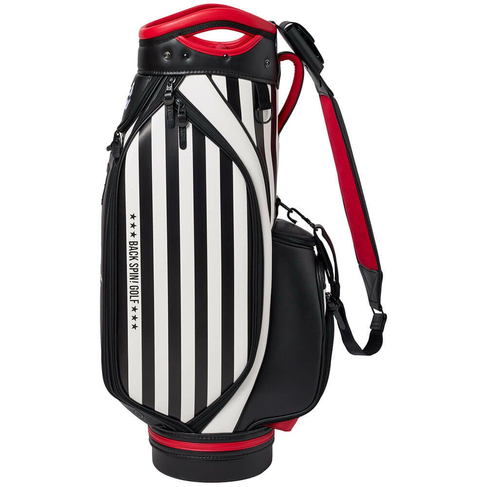 バックスピンゴルフ BACK SPIN! GOLF　ストライプ キャディバッグ BSBE01C107 WHBK ホワイト/ブラック　2025年モデル　詳細6