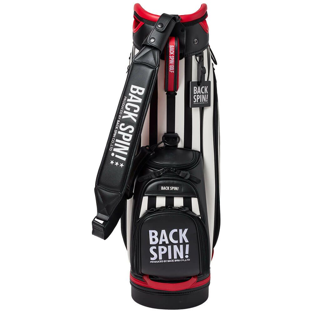 バックスピンゴルフ BACK SPIN! GOLF　ストライプ キャディバッグ BSBE01C107 WHBK ホワイト/ブラック　2025年モデル　詳細7