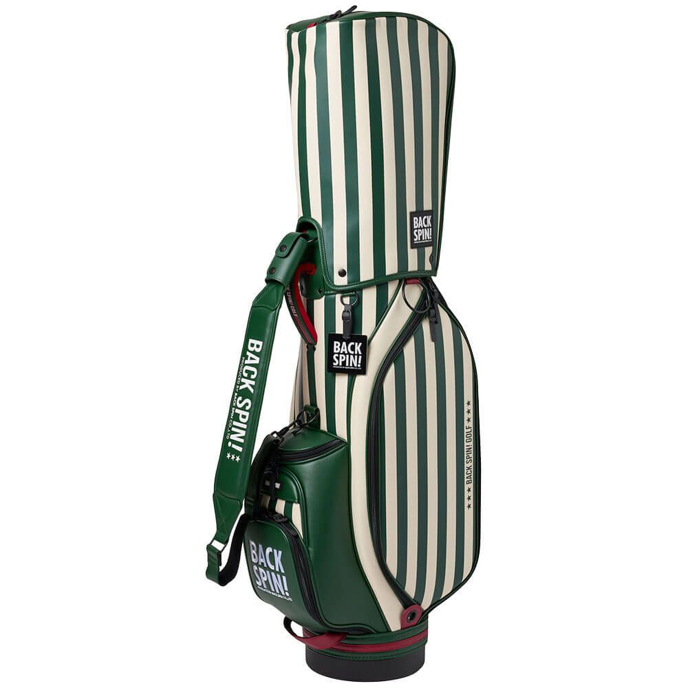 バックスピンゴルフ BACK SPIN! GOLF　ストライプ キャディバッグ BSBE01C107 GRIV グリーン/アイボリー　2025年モデル　詳細2